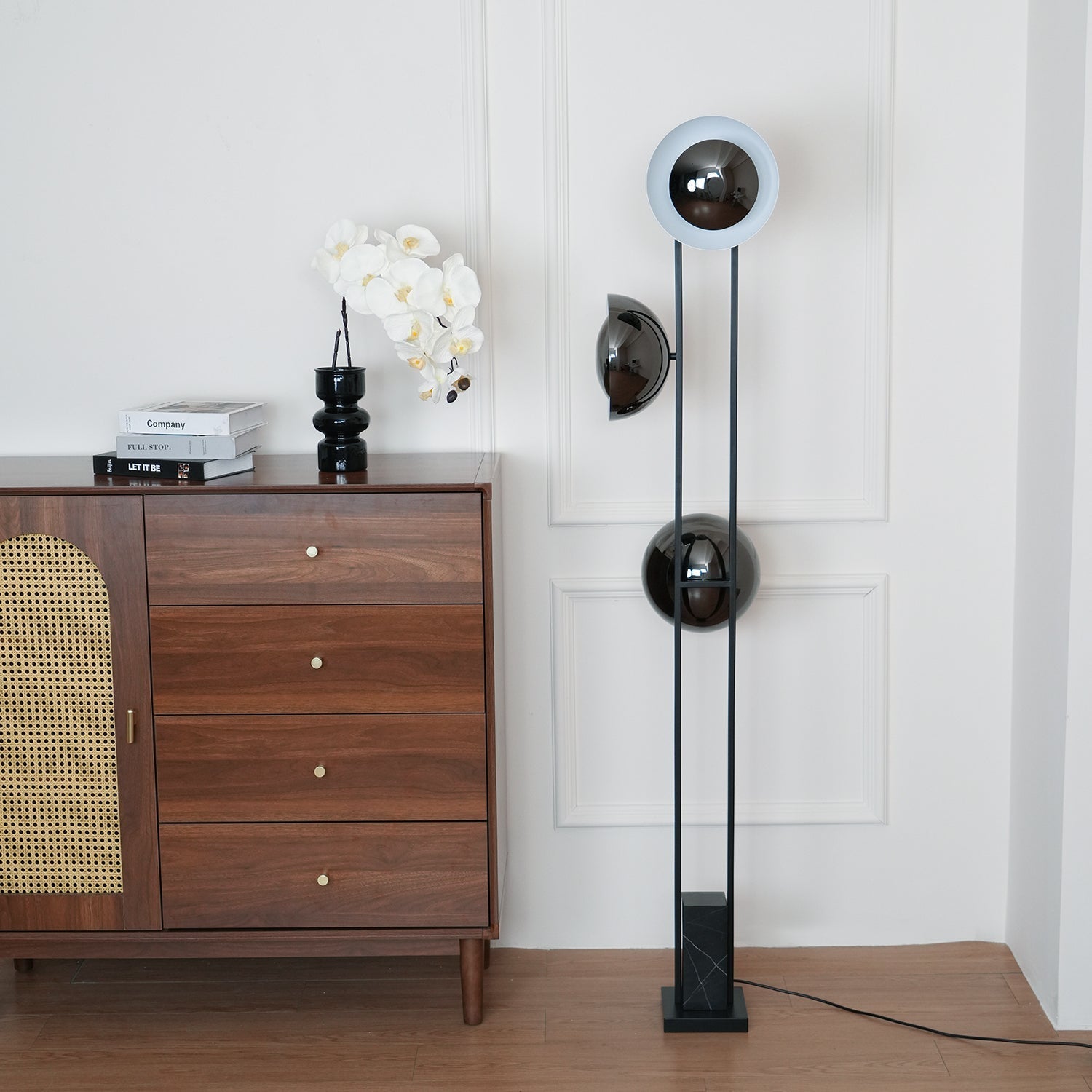 Modern LED Floor Lamp Black Three Light Tall Accent Light for Living Room