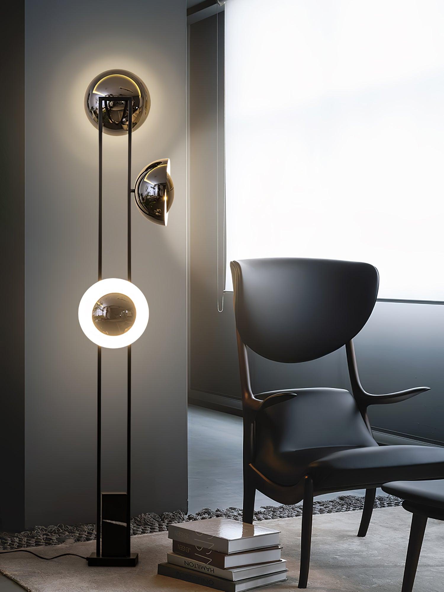 Modern LED Floor Lamp Black Three Light Tall Accent Light for Living Room