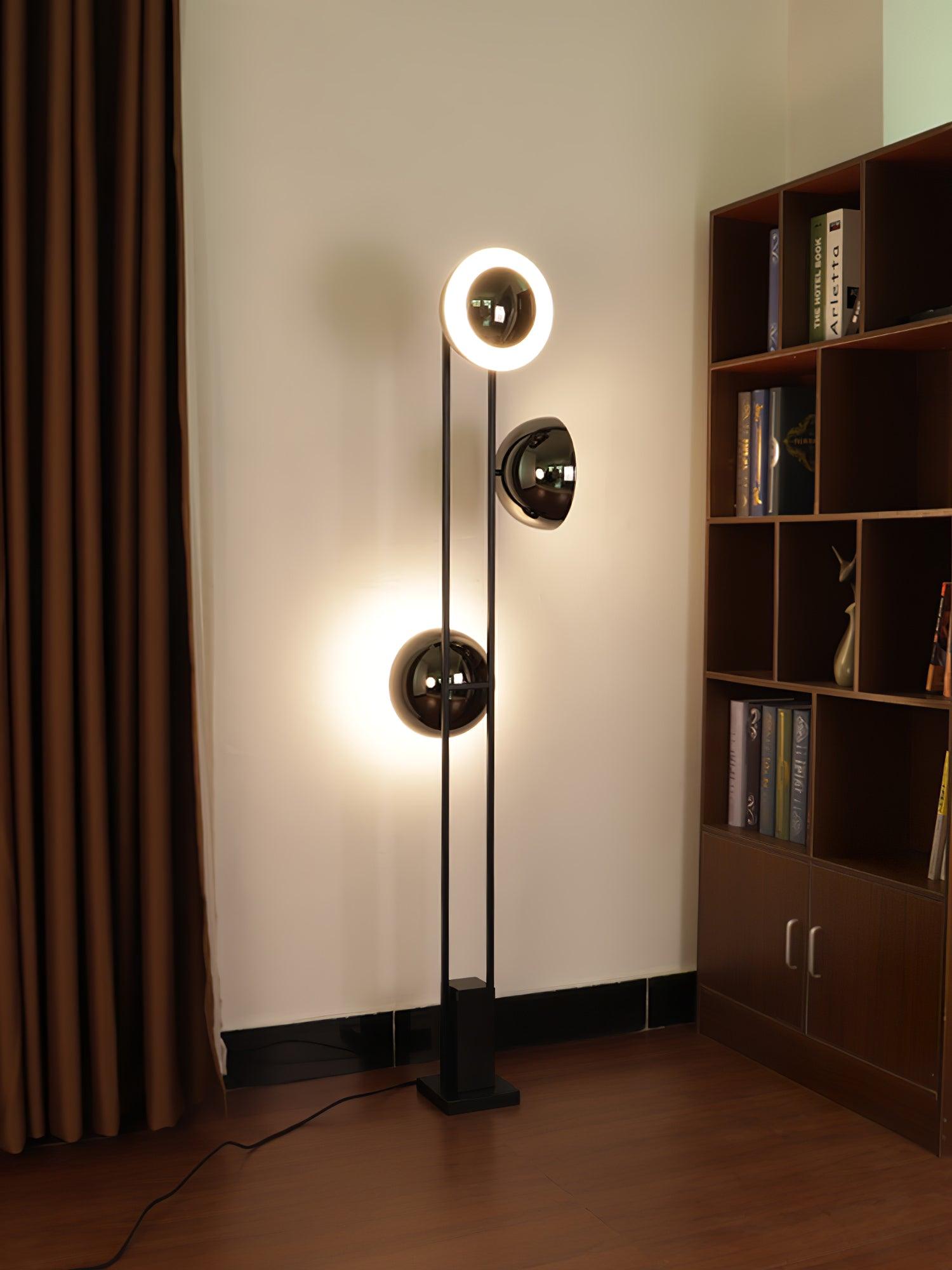 Modern LED Floor Lamp Black Three Light Tall Accent Light for Living Room