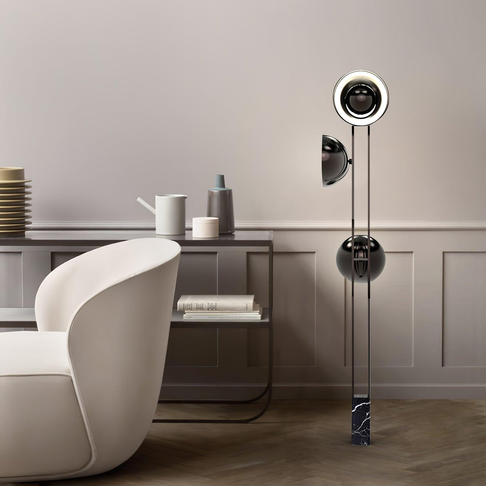 Modern LED Floor Lamp Black Three Light Tall Accent Light for Living Room