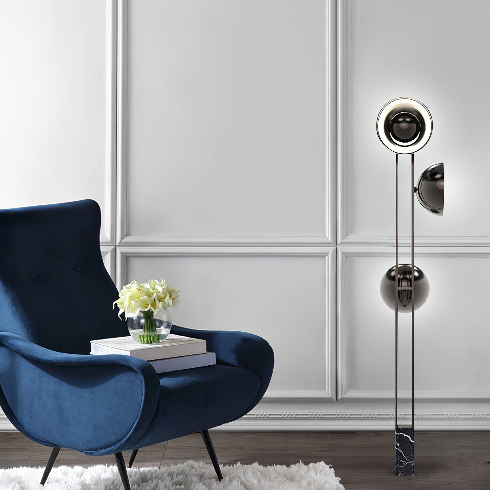 Modern LED Floor Lamp Black Three Light Tall Accent Light for Living Room