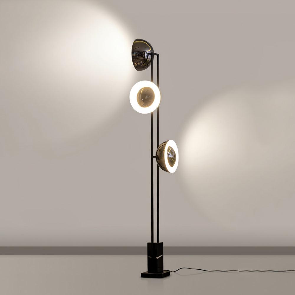 Modern LED Floor Lamp Black Three Light Tall Accent Light for Living Room