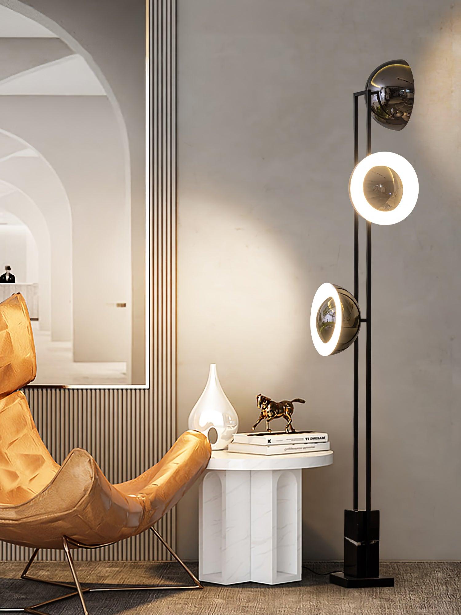 Modern LED Floor Lamp Black Three Light Tall Accent Light for Living Room