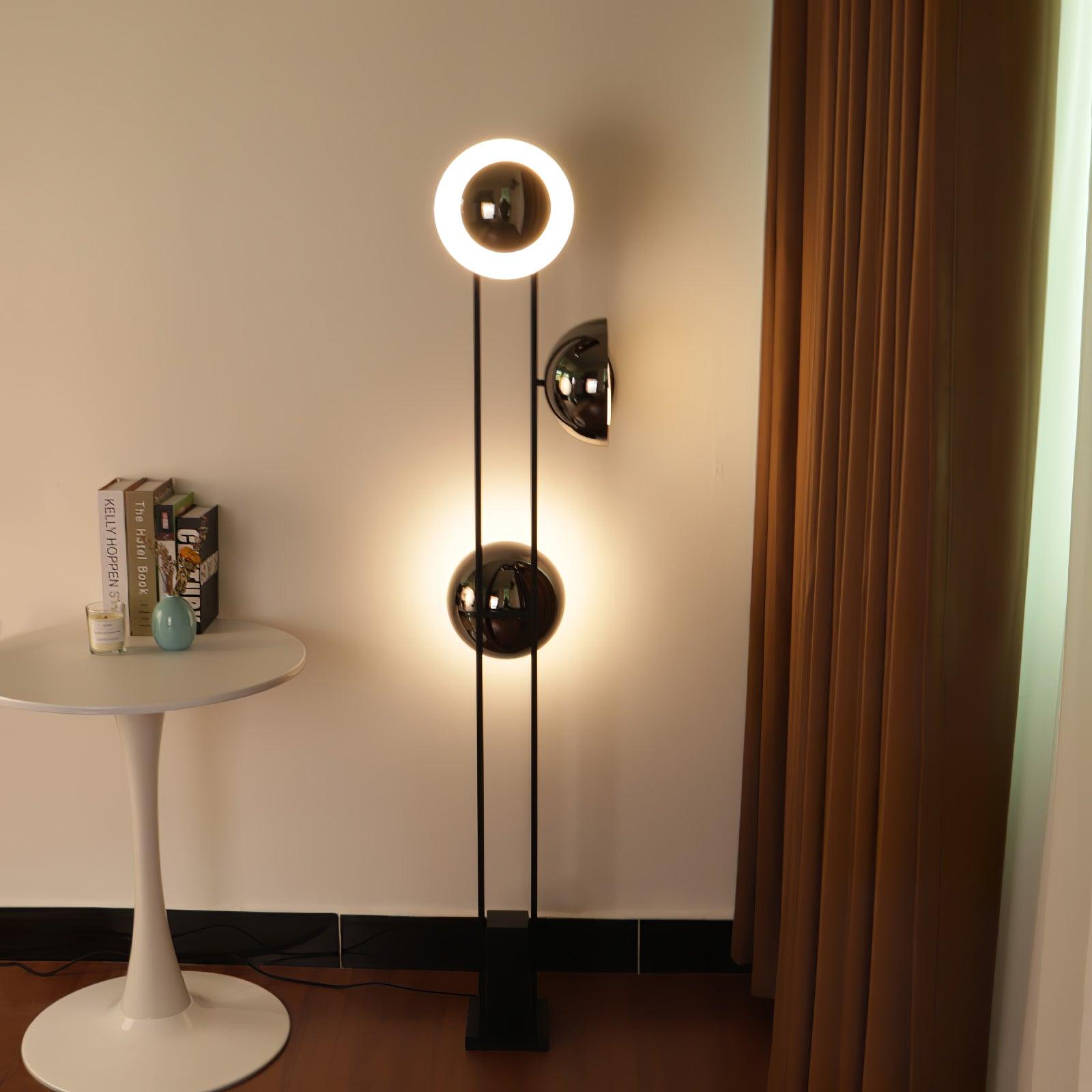 Modern LED Floor Lamp Black Three Light Tall Accent Light for Living Room