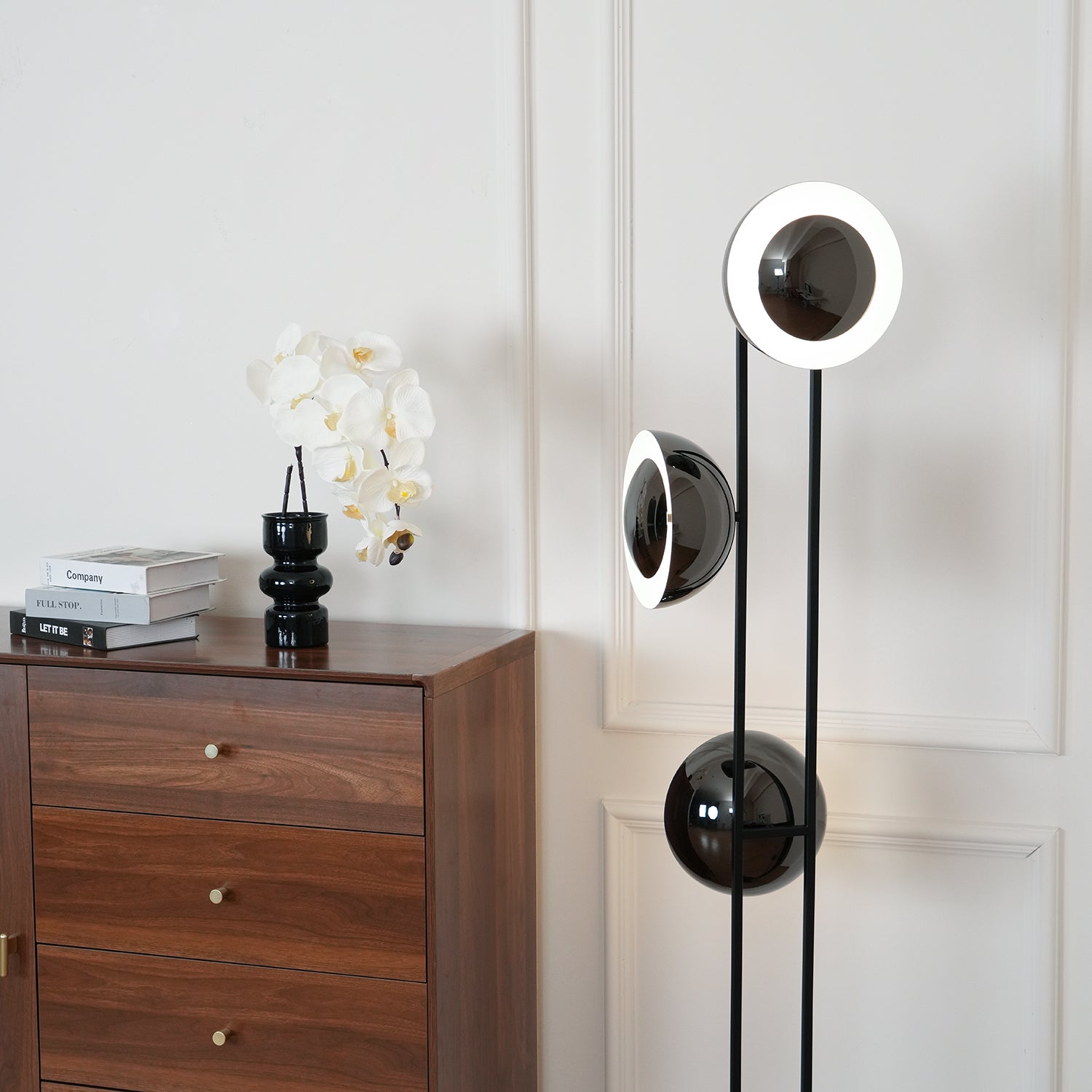 Modern LED Floor Lamp Black Three Light Tall Accent Light for Living Room