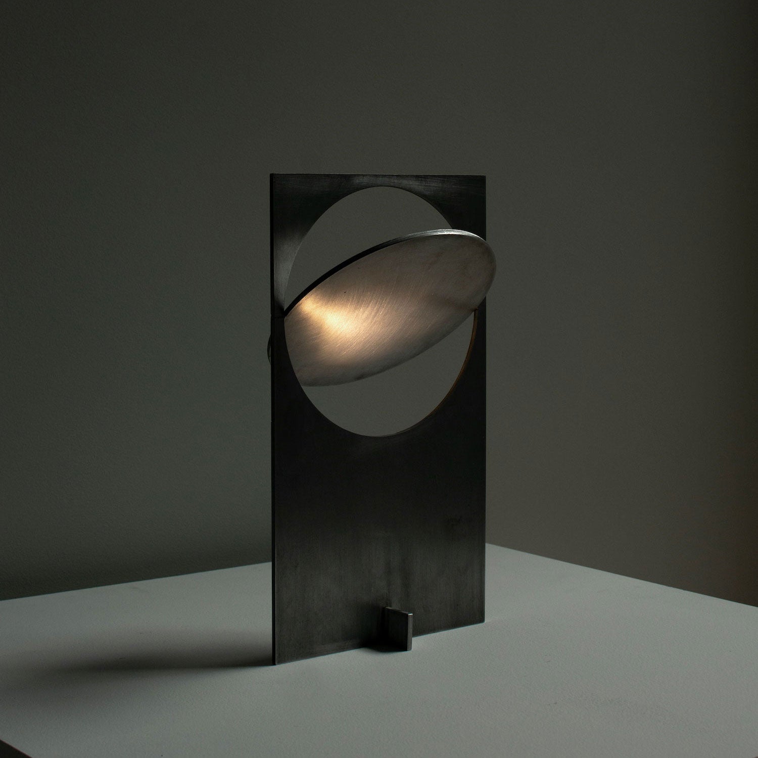 Minimalist Geometric Iron Reading Table Lamp with Adjustable Integrated LED Spotlight