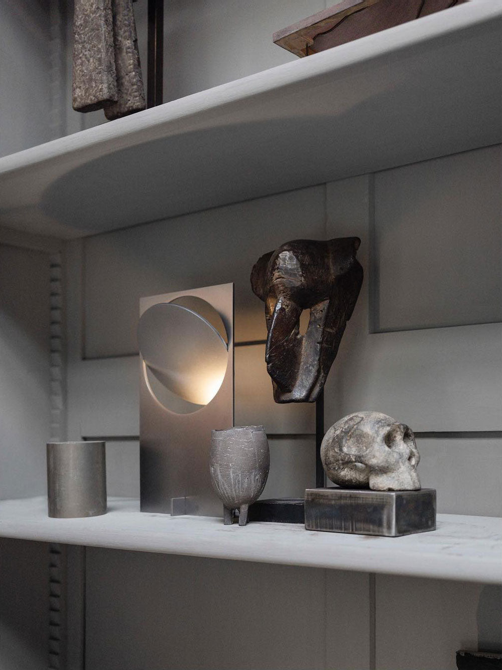 Minimalist Geometric Iron Reading Table Lamp with Adjustable Integrated LED Spotlight