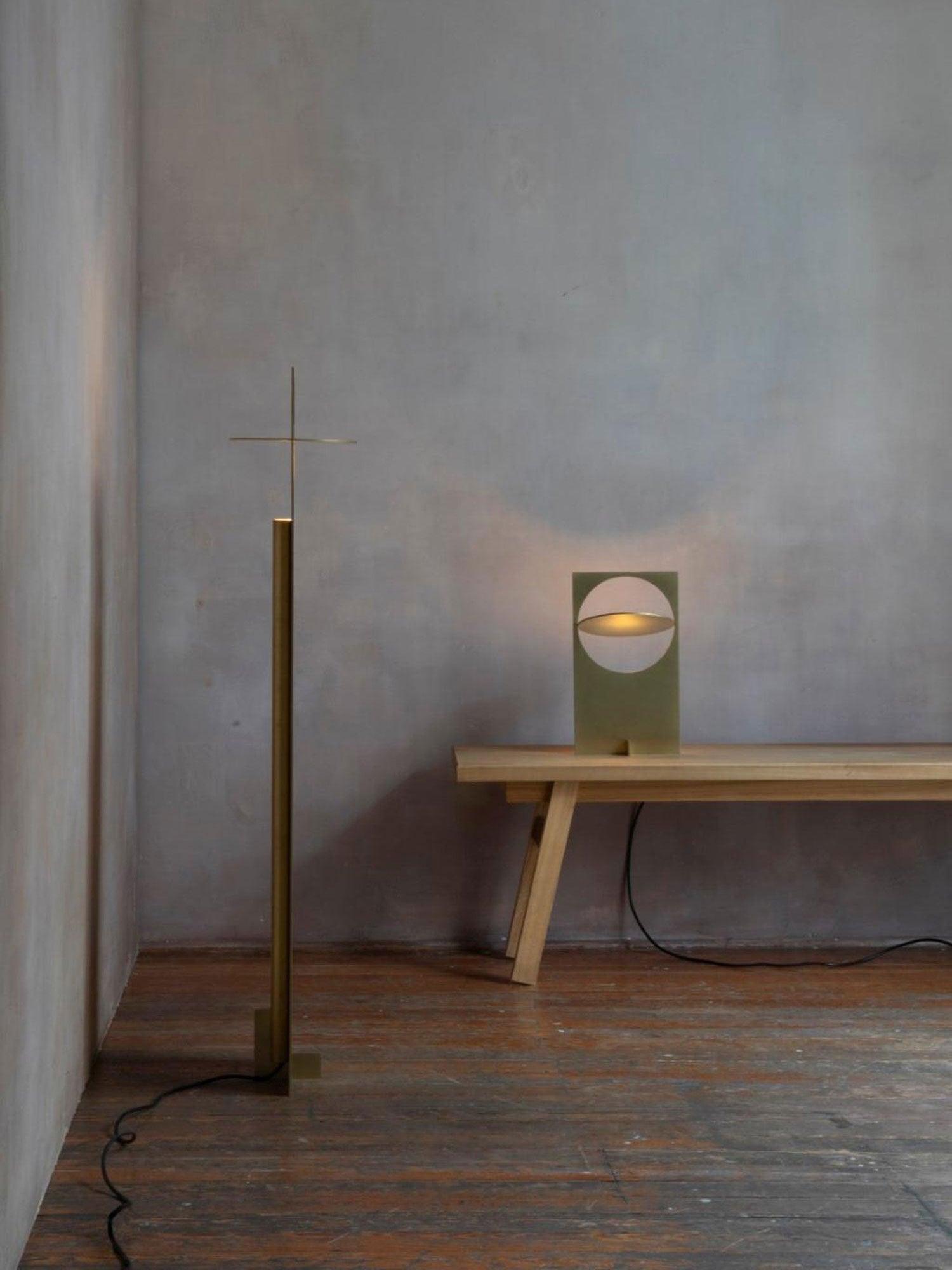 Minimalist Geometric Iron Reading Table Lamp with Adjustable Integrated LED Spotlight