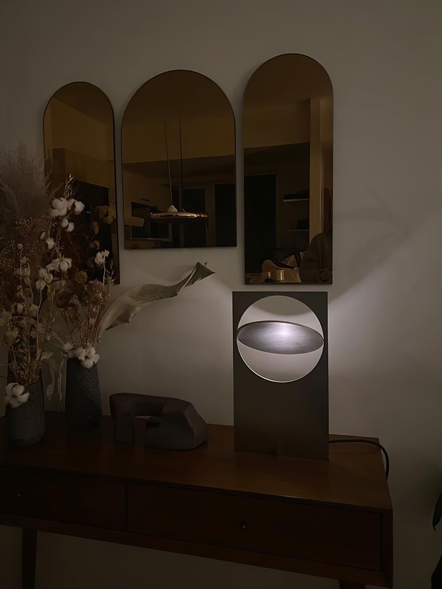 Minimalist Geometric Iron Reading Table Lamp with Adjustable Integrated LED Spotlight
