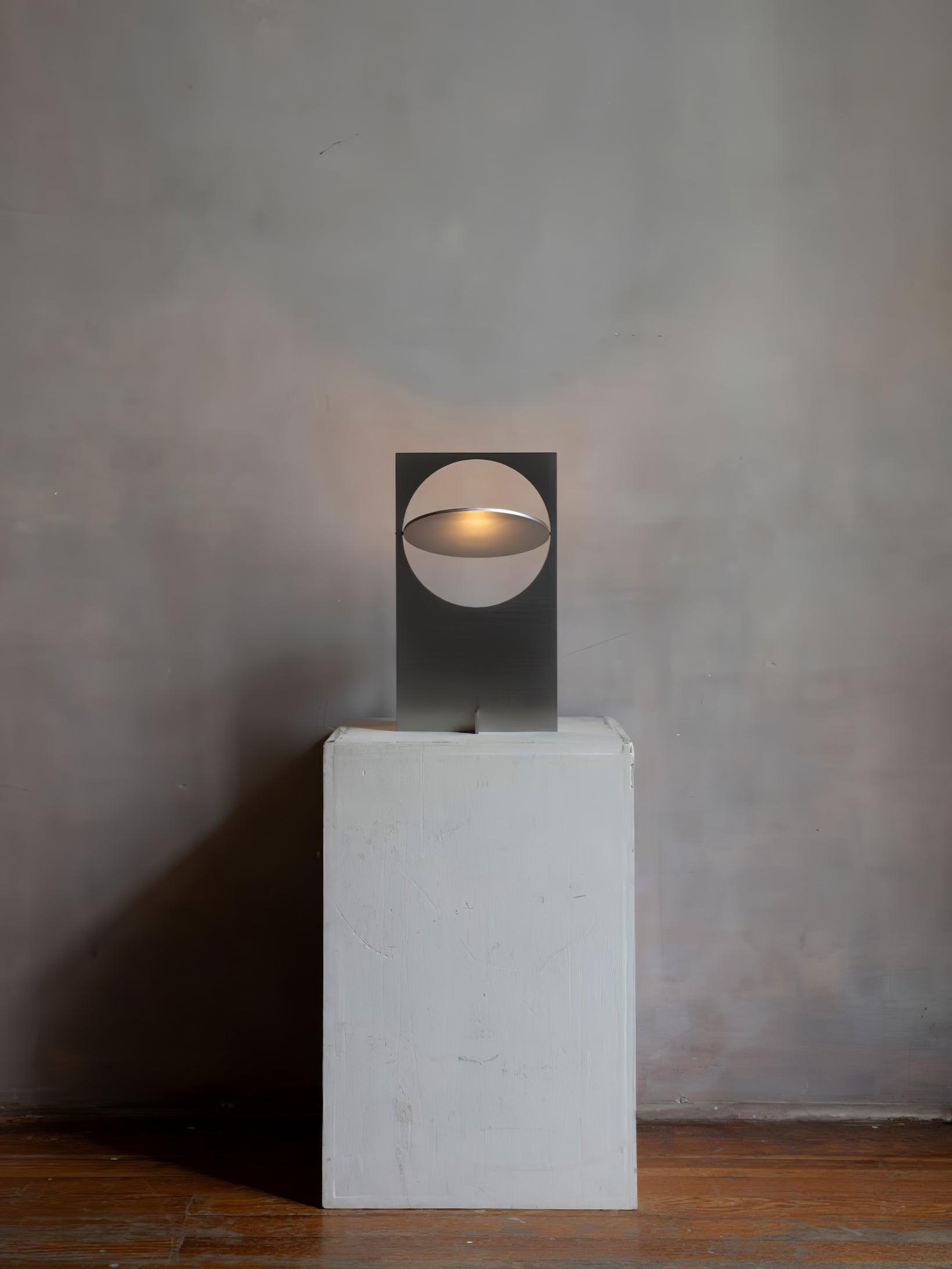 Minimalist Geometric Iron Reading Table Lamp with Adjustable Integrated LED Spotlight