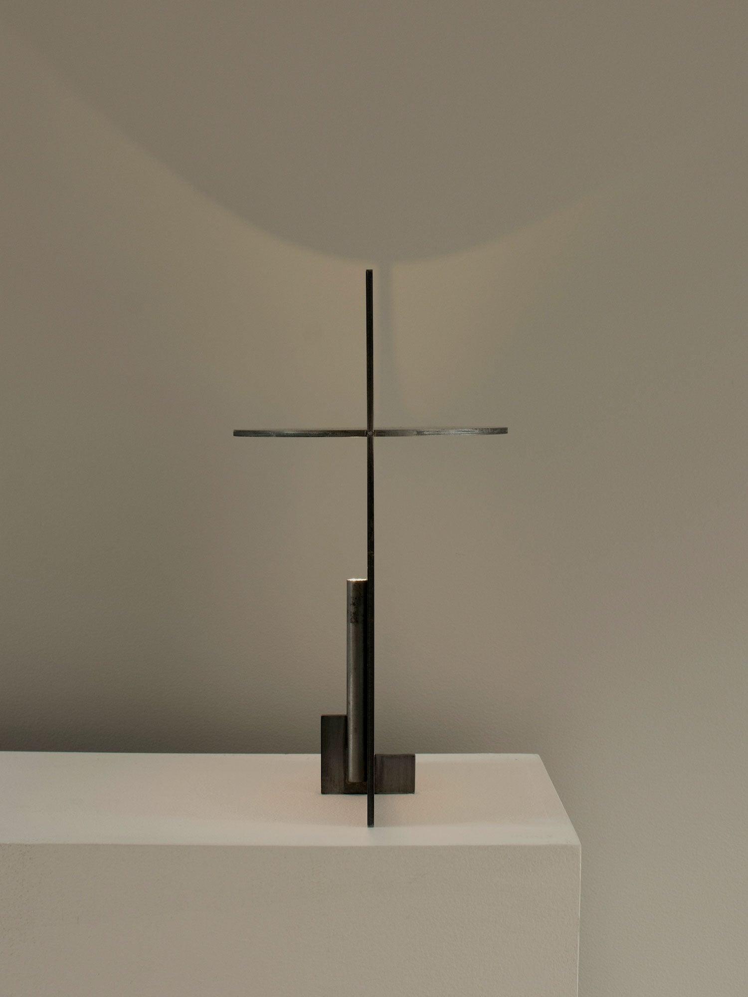 Minimalist Geometric Iron Reading Table Lamp with Adjustable Integrated LED Spotlight