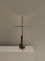 Minimalist Geometric Iron Reading Table Lamp with Adjustable Integrated LED Spotlight