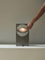 Minimalist Geometric Iron Reading Table Lamp with Adjustable Integrated LED Spotlight