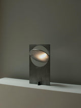 Minimalist Geometric Iron Reading Table Lamp with Adjustable Integrated LED Spotlight