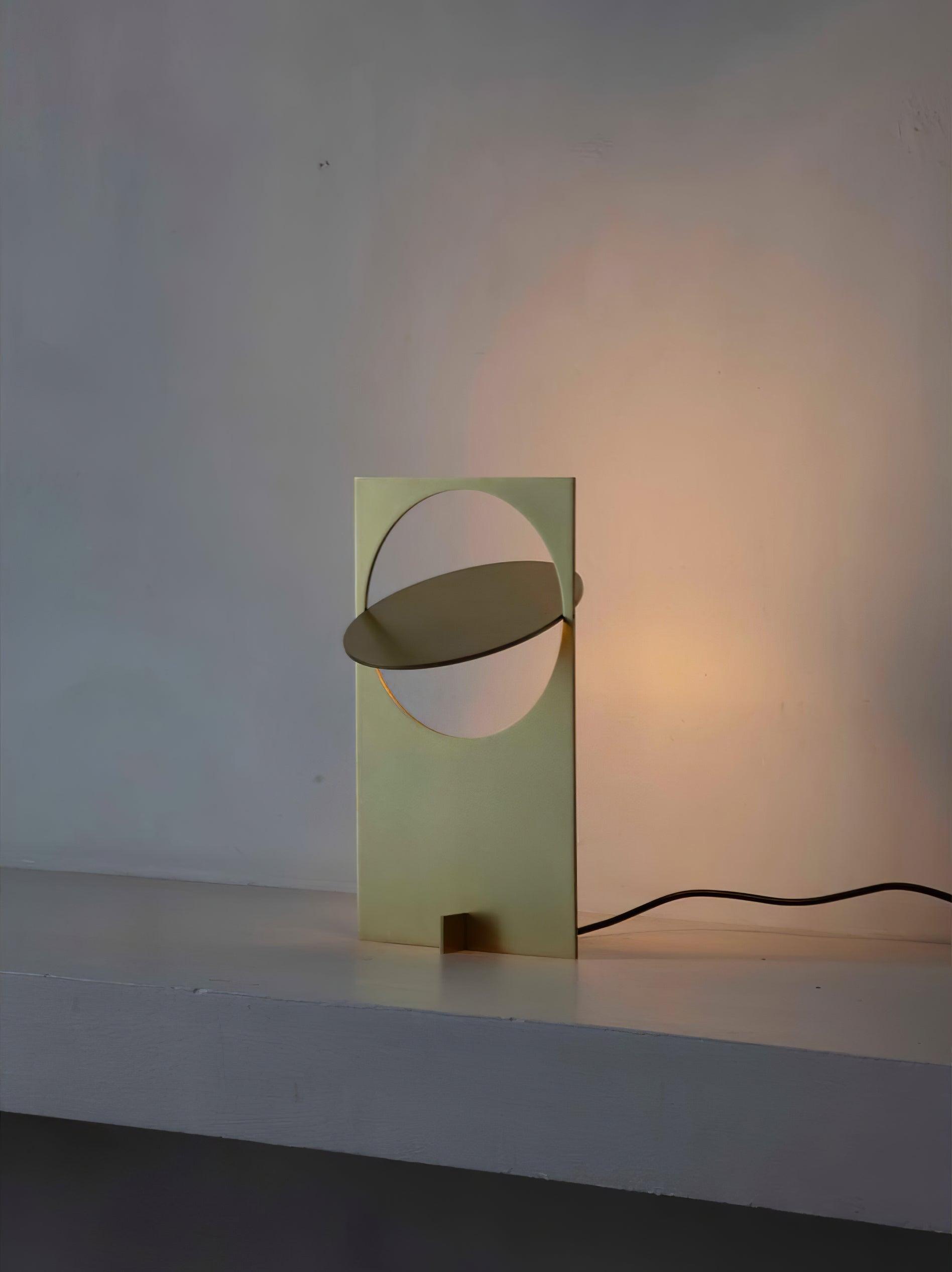 Minimalist Geometric Iron Reading Table Lamp with Adjustable Integrated LED Spotlight