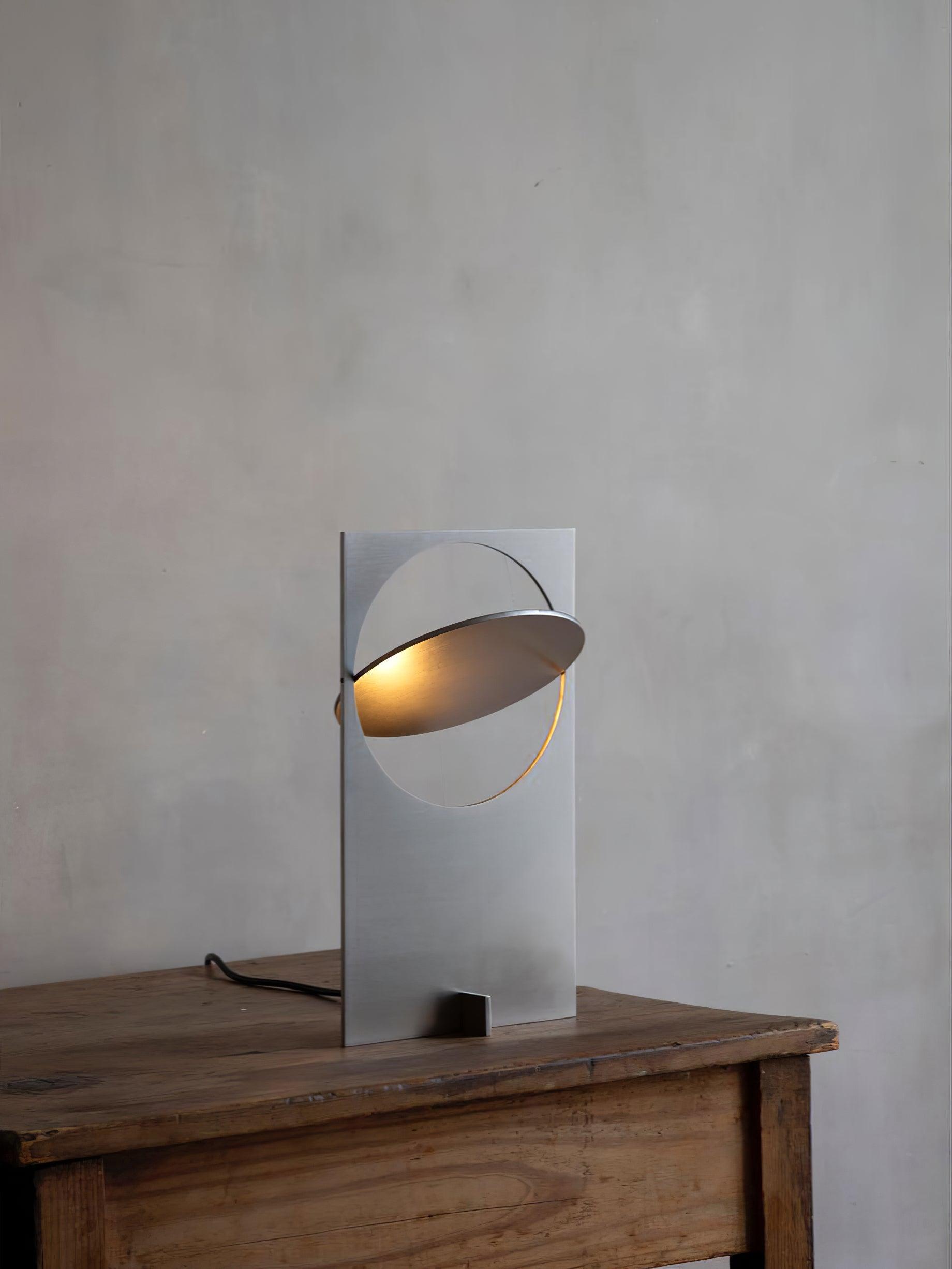 Minimalist Geometric Iron Reading Table Lamp with Adjustable Integrated LED Spotlight