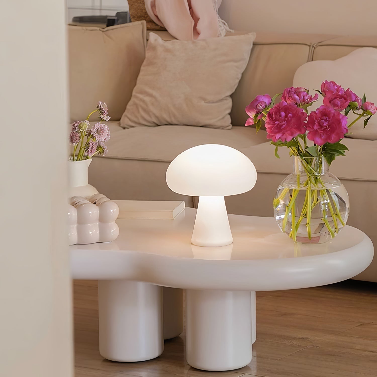 Obello Cordless Portable LED Table Lamp Battery Powered Space Age Indoor Mood Lighting White