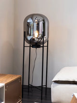 Modern Oda Hand Blown Glass Floor Lamp with Metal Base for Contemporary Home Decor