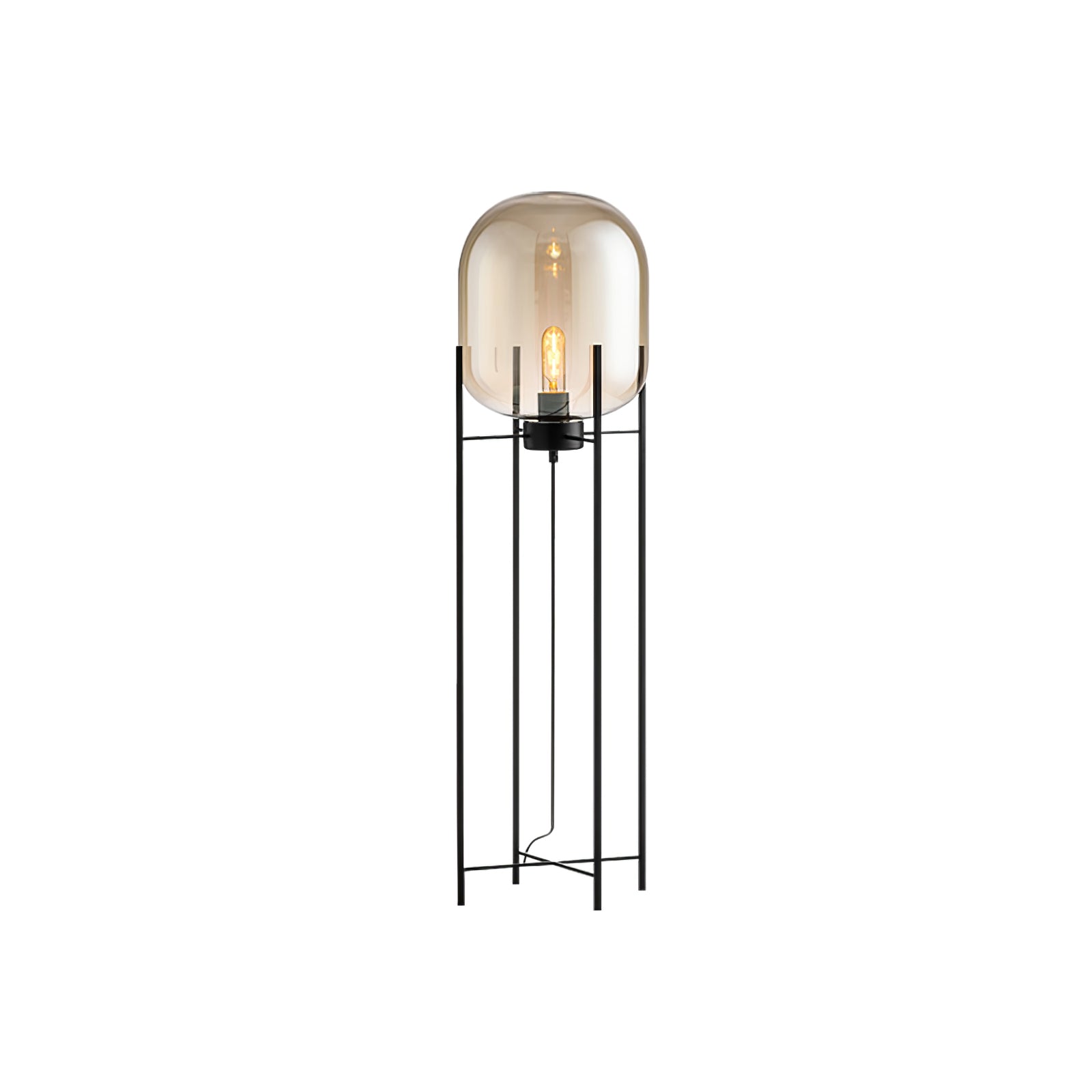 Modern Oda Hand Blown Glass Floor Lamp with Metal Base for Contemporary Home Decor