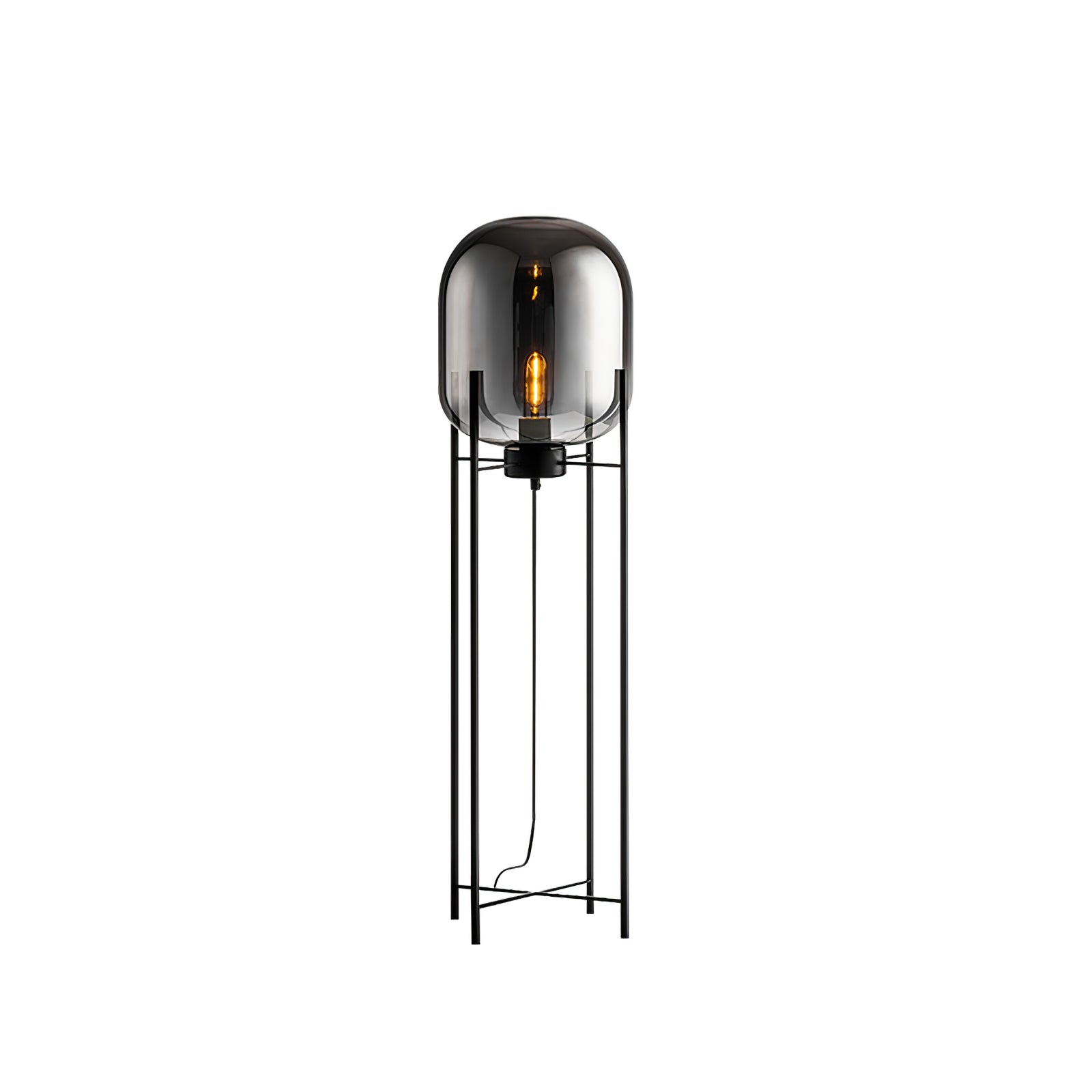 Modern Oda Hand Blown Glass Floor Lamp with Metal Base for Contemporary Home Decor