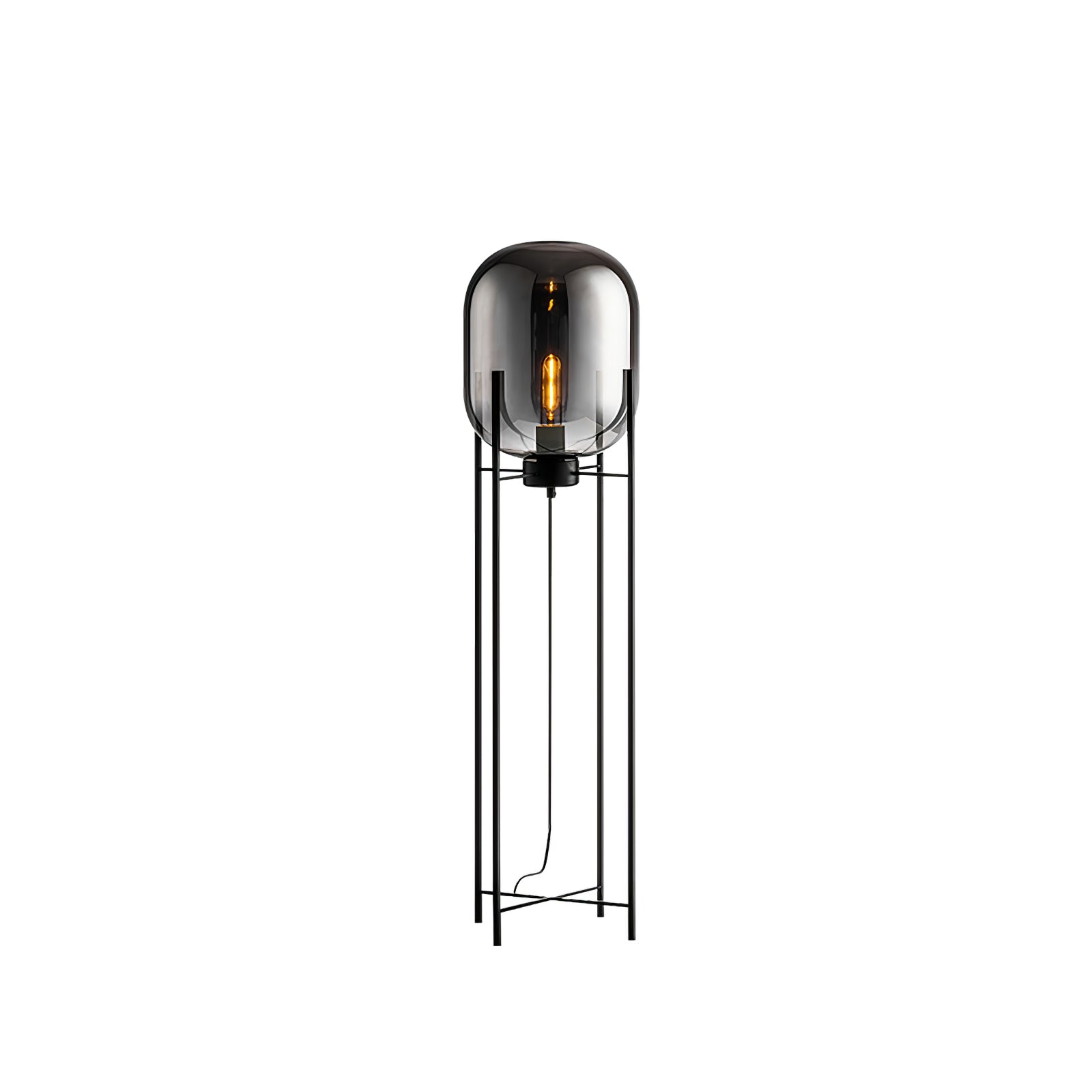 Modern Oda Hand Blown Glass Floor Lamp with Metal Base for Contemporary Home Decor