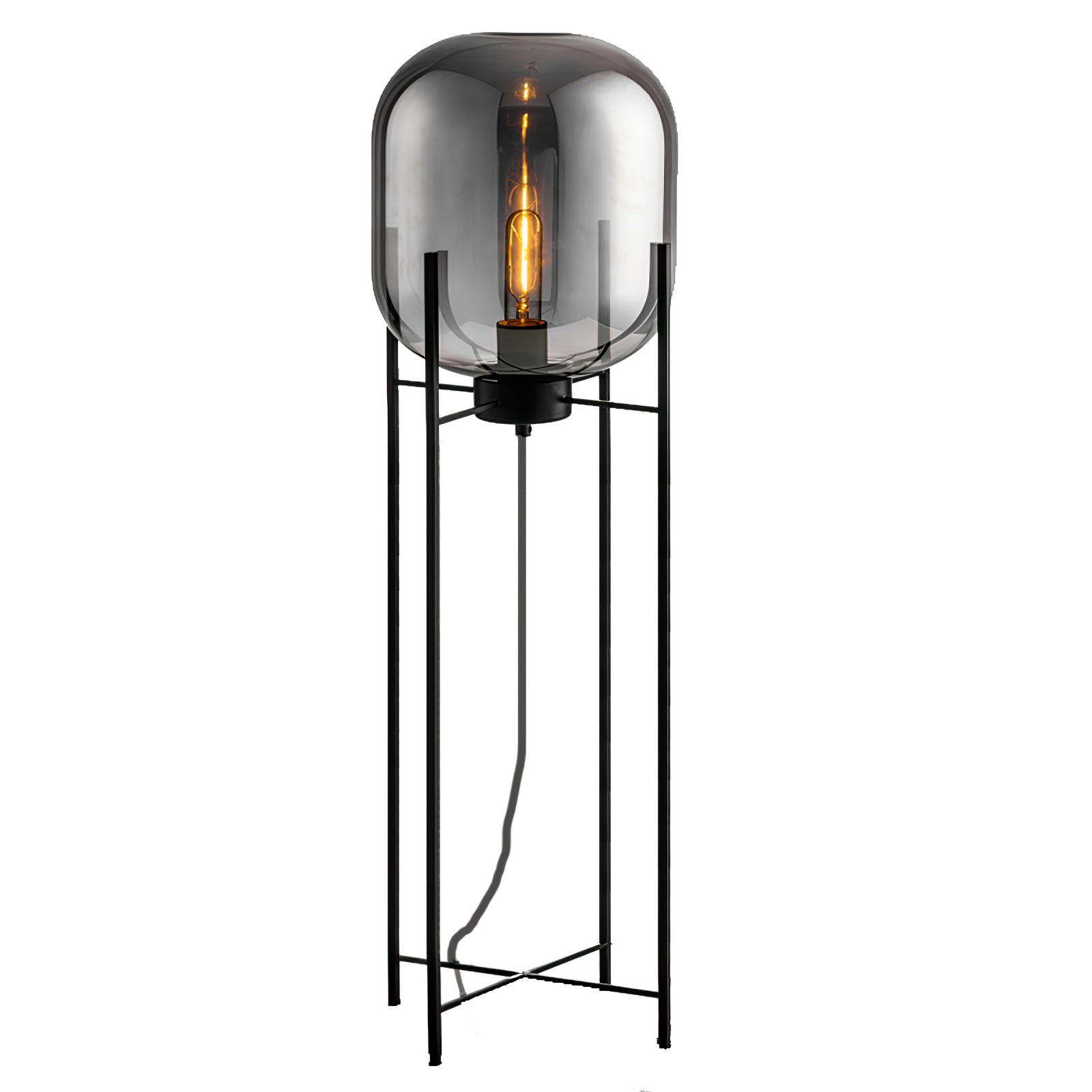 Modern Oda Hand Blown Glass Floor Lamp with Metal Base for Contemporary Home Decor