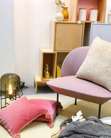 Hand Blown Glass Oda Table Lamp with Metal Base Industrial Accent Light for Living Room