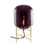 Hand Blown Glass Oda Table Lamp with Metal Base Industrial Accent Light for Living Room
