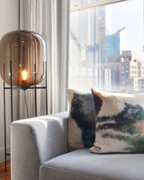 Modern Oda Hand Blown Glass Floor Lamp with Metal Base for Contemporary Home Decor