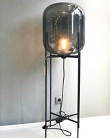 Modern Oda Hand Blown Glass Floor Lamp with Metal Base for Contemporary Home Decor