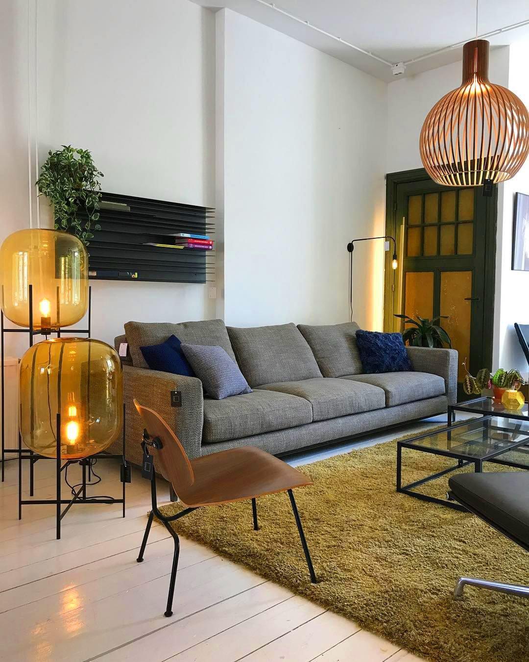 Modern Oda Hand Blown Glass Floor Lamp with Metal Base for Contemporary Home Decor