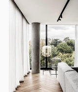 Modern Oda Hand Blown Glass Floor Lamp with Metal Base for Contemporary Home Decor