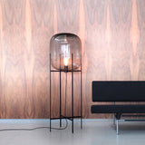 Modern Oda Hand Blown Glass Floor Lamp with Metal Base for Contemporary Home Decor