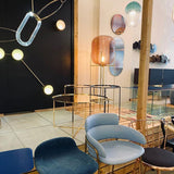 Modern Oda Hand Blown Glass Floor Lamp with Metal Base for Contemporary Home Decor
