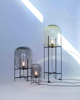 Modern Oda Hand Blown Glass Floor Lamp with Metal Base for Contemporary Home Decor