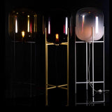 Modern Oda Hand Blown Glass Floor Lamp with Metal Base for Contemporary Home Decor