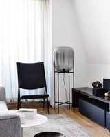 Modern Oda Hand Blown Glass Floor Lamp with Metal Base for Contemporary Home Decor