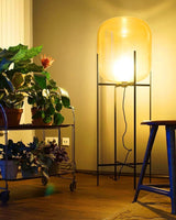 Modern Oda Hand Blown Glass Floor Lamp with Metal Base for Contemporary Home Decor
