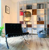 Modern Oda Hand Blown Glass Floor Lamp with Metal Base for Contemporary Home Decor