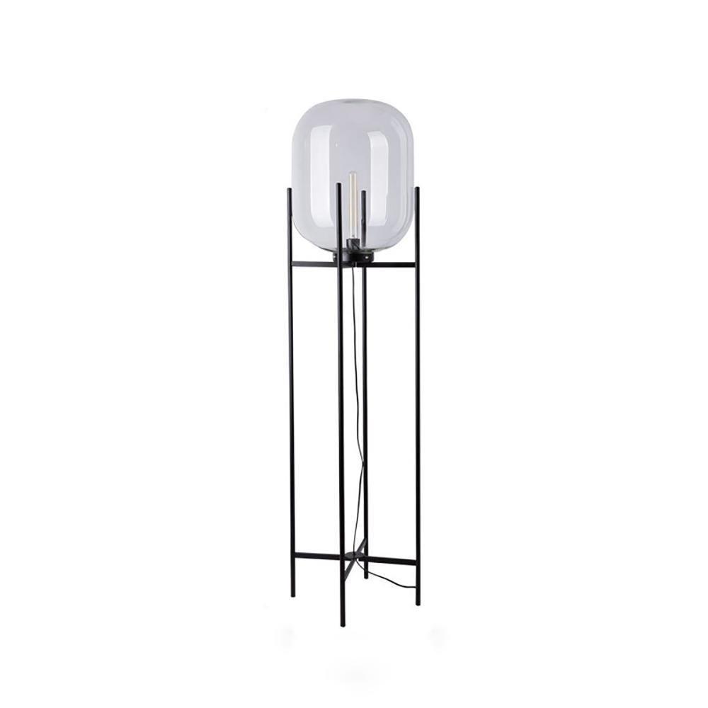 Modern Oda Hand Blown Glass Floor Lamp with Metal Base for Contemporary Home Decor