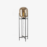 Modern Oda Hand Blown Glass Floor Lamp with Metal Base for Contemporary Home Decor