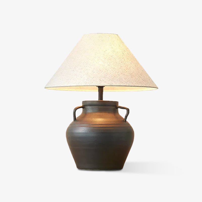 Ceramic Old Wine Pot Table Lamp Rustic Handcrafted Desk Light for Bedroom and Living Room