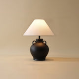 Rustic Wine Pot Ceramic Table Lamp with Fabric Shade for Living Room and Bedroom