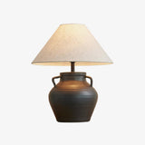 Ceramic Old Wine Pot Table Lamp Rustic Handcrafted Desk Light for Bedroom and Living Room