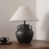 Ceramic Old Wine Pot Table Lamp Rustic Handcrafted Desk Light for Bedroom and Living Room