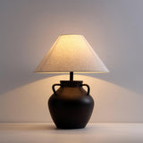 Ceramic Old Wine Pot Table Lamp Rustic Handcrafted Desk Light for Bedroom and Living Room