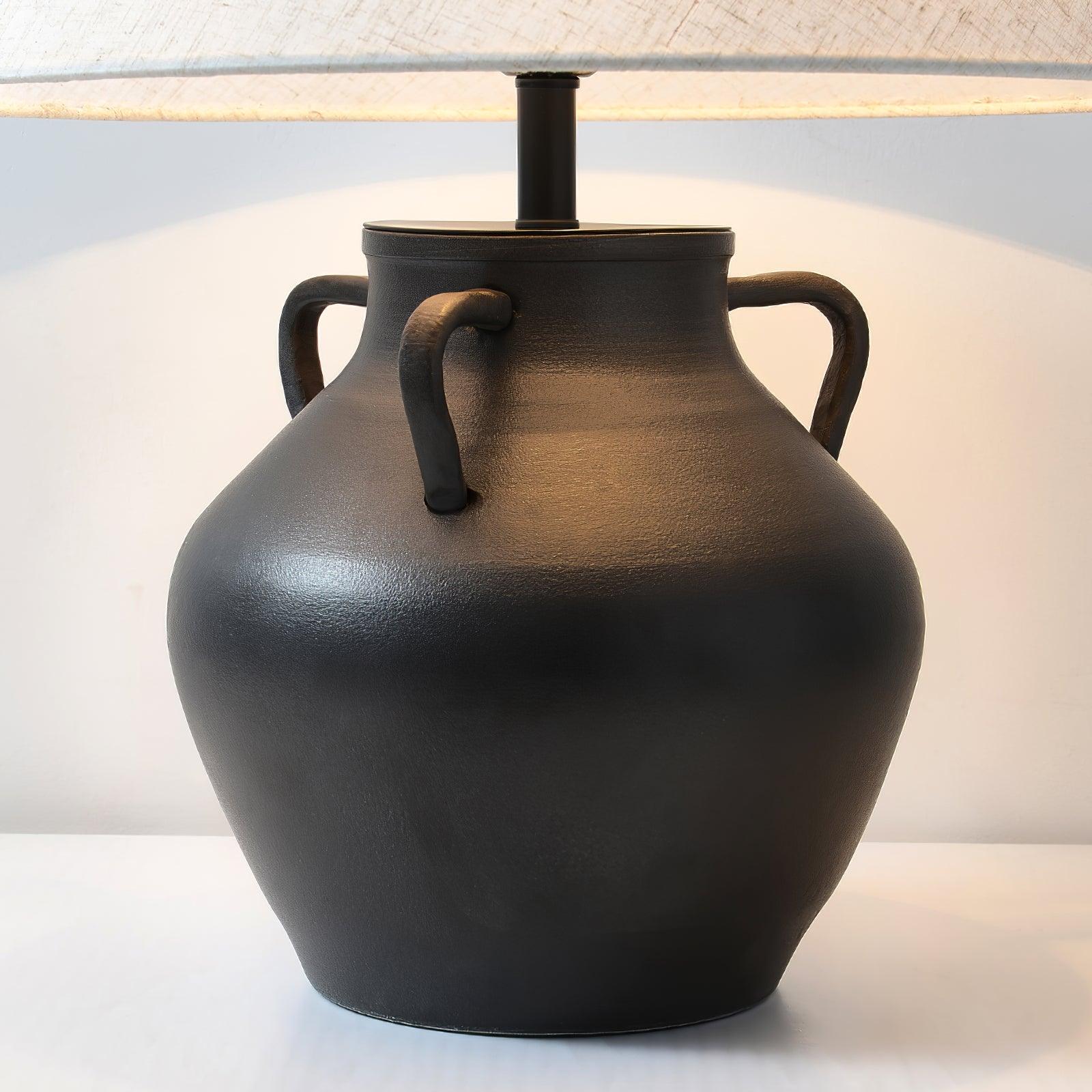 Ceramic Old Wine Pot Table Lamp Rustic Handcrafted Desk Light for Bedroom and Living Room