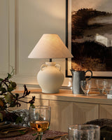 Rustic Wine Pot Ceramic Table Lamp with Fabric Shade for Living Room and Bedroom
