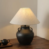 Ceramic Old Wine Pot Table Lamp Rustic Handcrafted Desk Light for Bedroom and Living Room