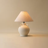 Rustic Wine Pot Ceramic Table Lamp with Fabric Shade for Living Room and Bedroom